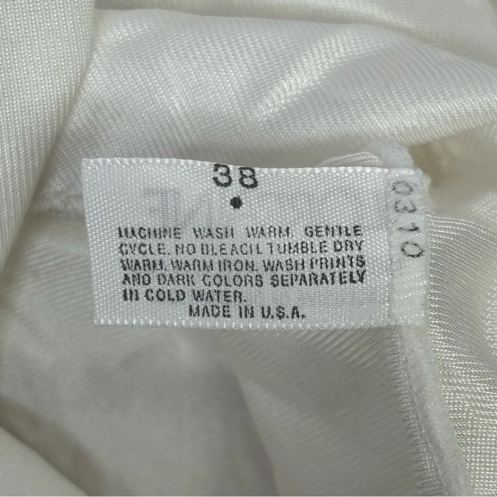 Vintage Lorraine‎ Chemise Lingerie Top Size 38 White Lace Trim Adjustable Straps